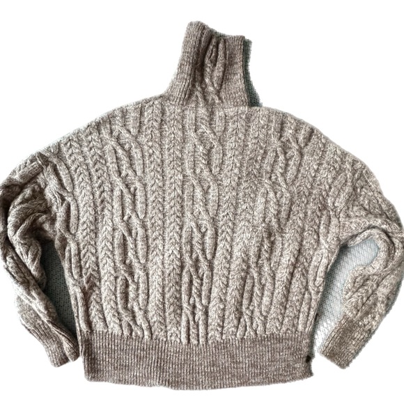 rag & bone Taupe Cable Knit Turtleneck Sweater - Picture 2 of 11